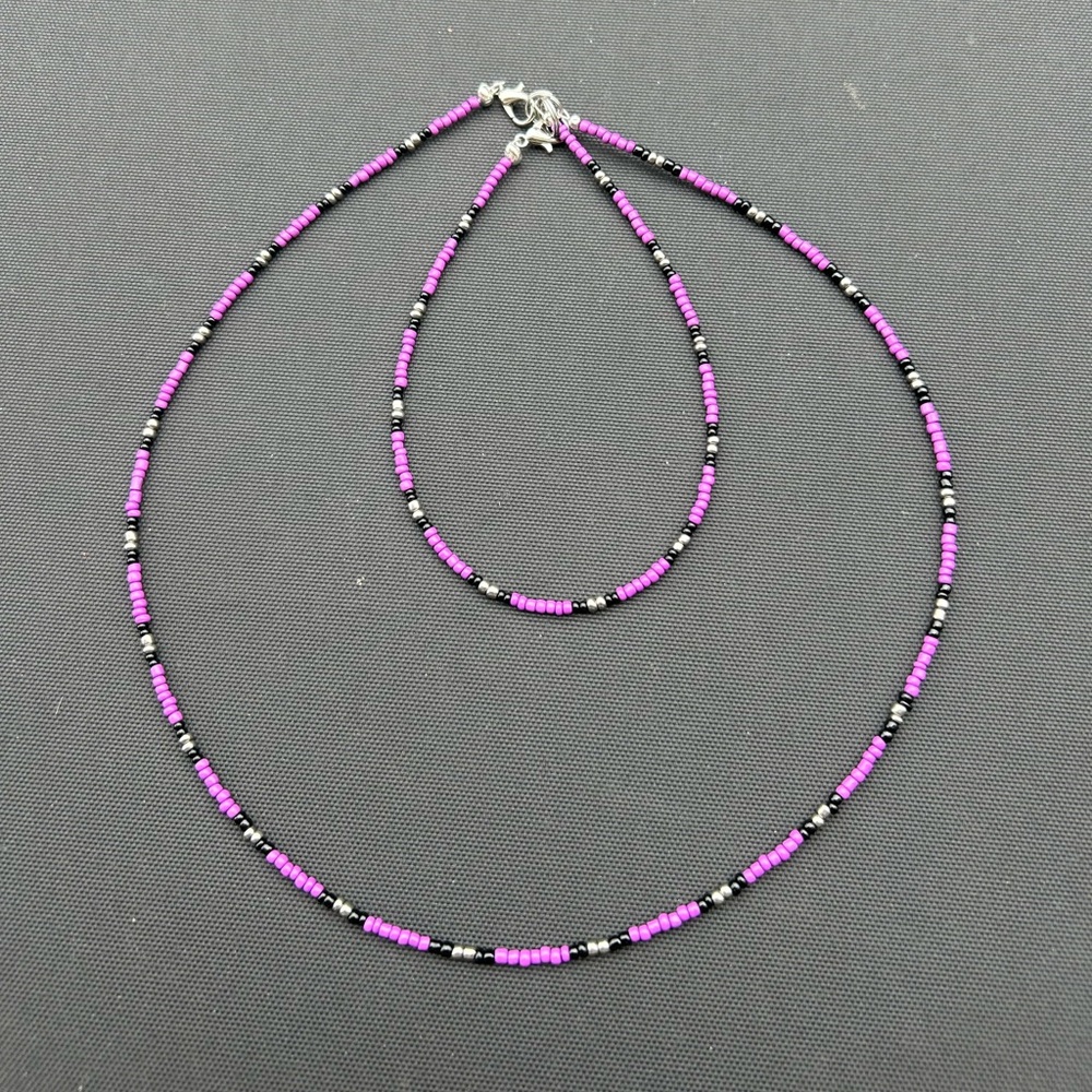 Homemade beaded western necklace and anklet set